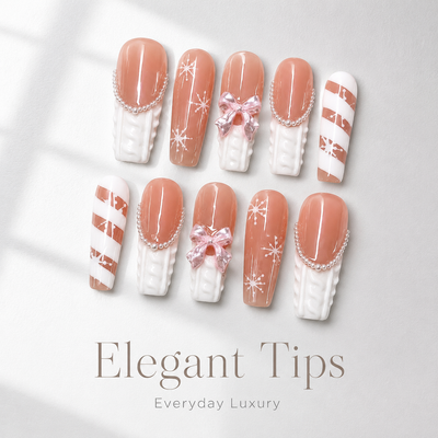 Medium Square Press On Nails - Pink Chrome 3D Gold Butterfly