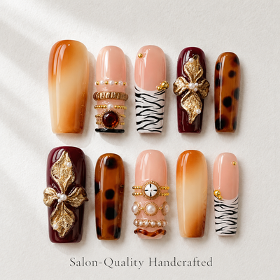 Medium Square Press On Nails - Medium square, 10 pieces luxury handcrafted