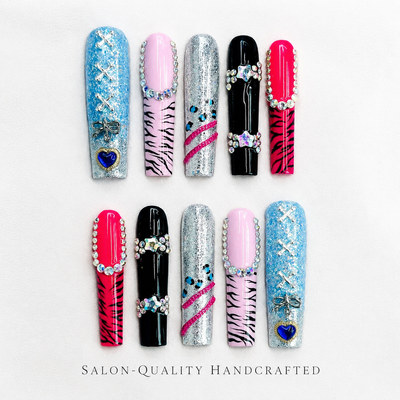 Medium Square Press On Nails - Purple glitter sparkle nails...
