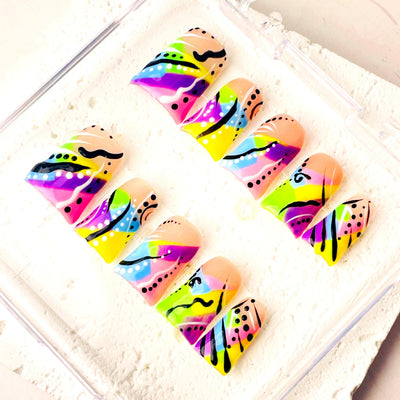 Duck Press On Nails - Nude crystal design, rhinestone cuticle decor
